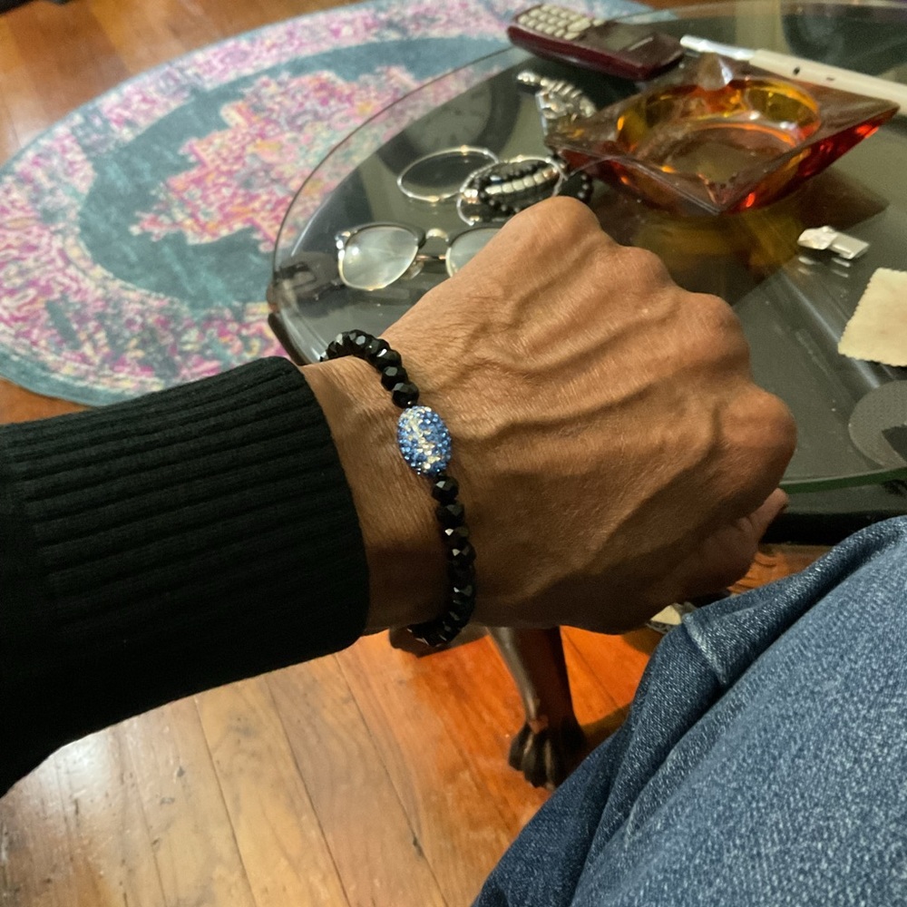 Men’s Blue Rhinestone Football Bracelet💙
